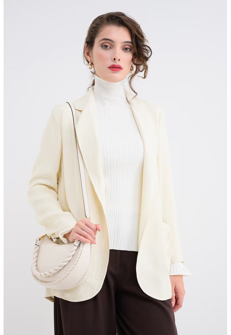 Max&Co. Sacou lejer fara inchidere cu maneci cu insertii elastice - Alb fildes