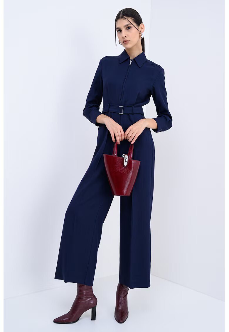 Max&Co. Saloipeta maxi din amestec de lana cu o curea Canneto - Albastru ultramarin