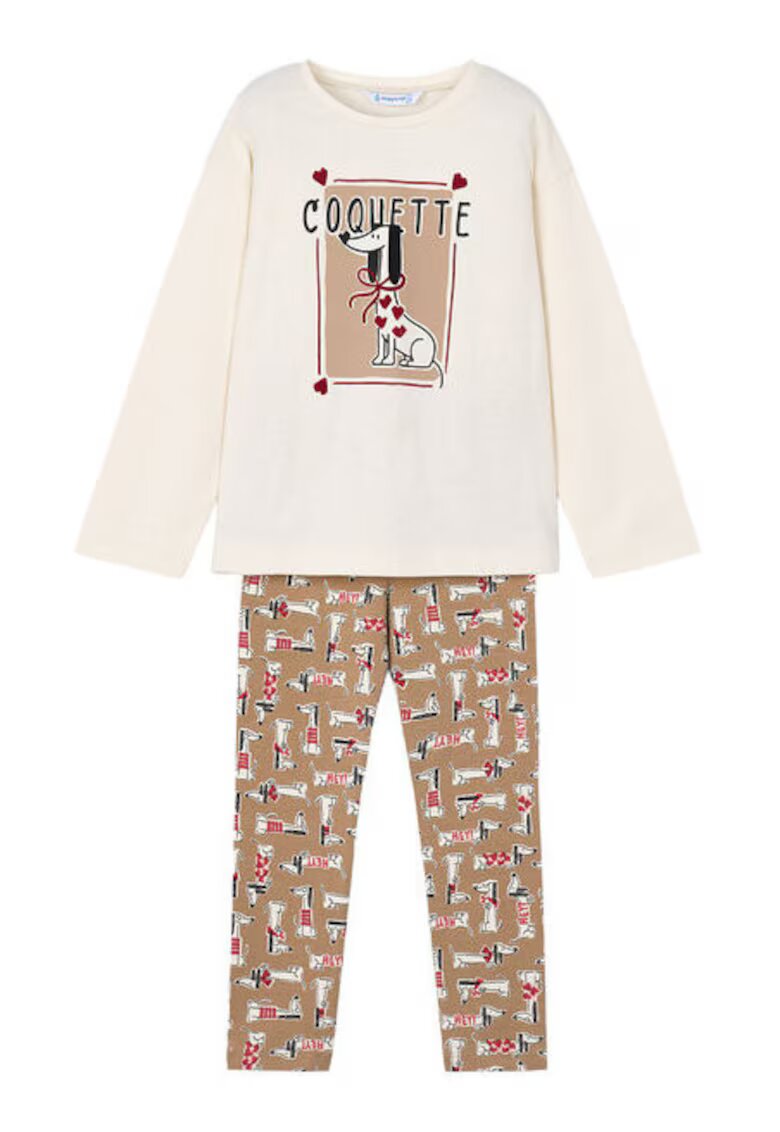 Mayoral Compleu pentru copii bluza si colanti - kaki/crem