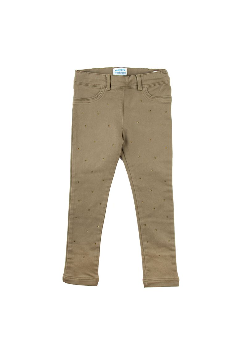Mayoral Pantaloni fete elastici kaki cu strasuri 104