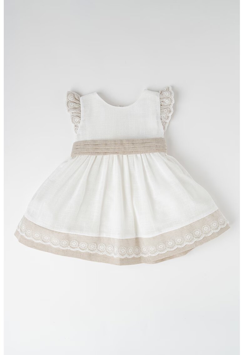 Mayoral Rochie evazata de in cu funda - Alb/Maro taupe