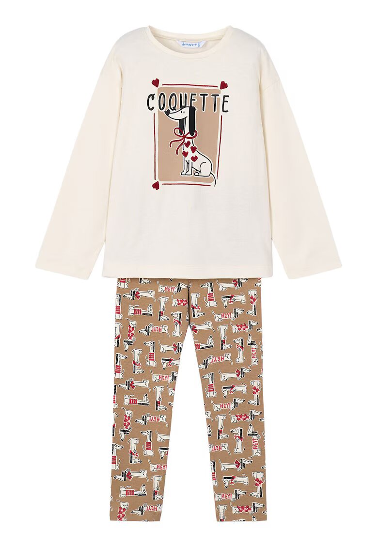 Mayoral Set bluza si colanti 100% bumbac / 95% bumbac - 5% elastan - Kaki