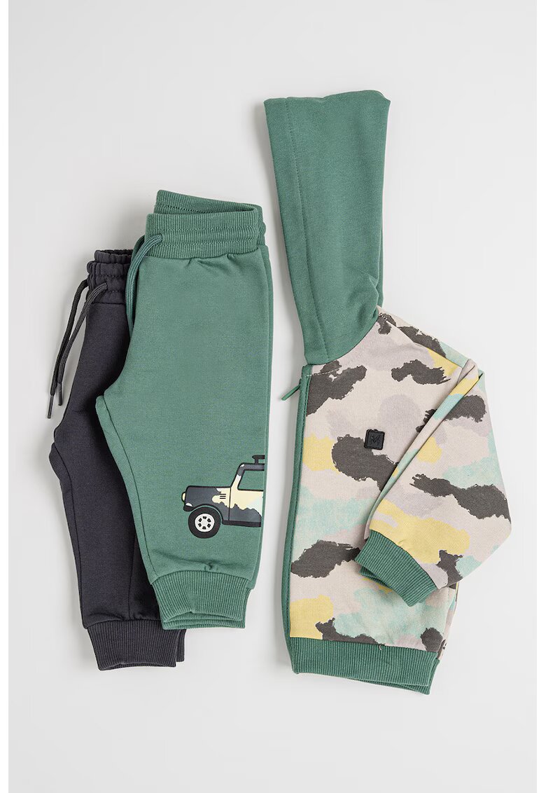 Mayoral Set de imbracaminte cu model - 3 piese - Verde feriga/Gri antracit