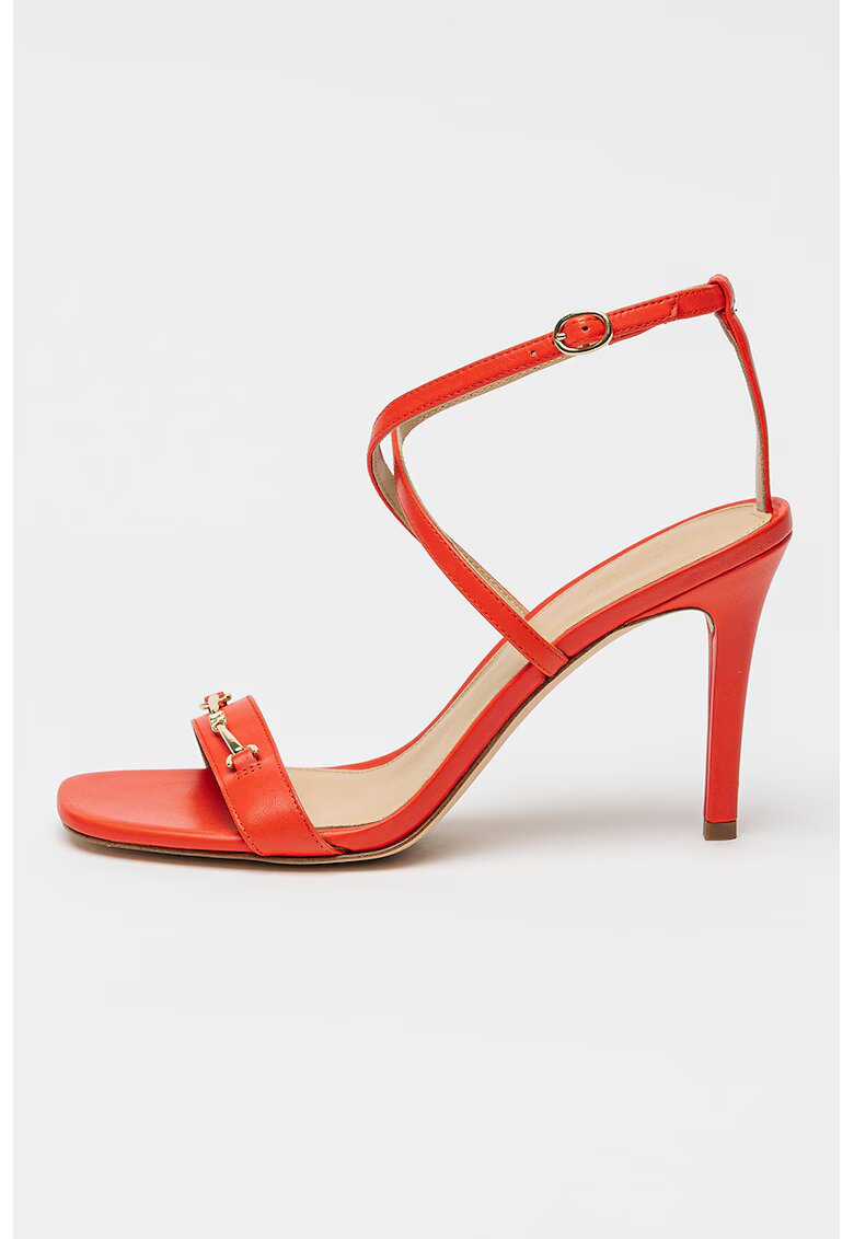Michael Kors Sandale de piele cu toc si detaliu metalic - Rosu vermillion