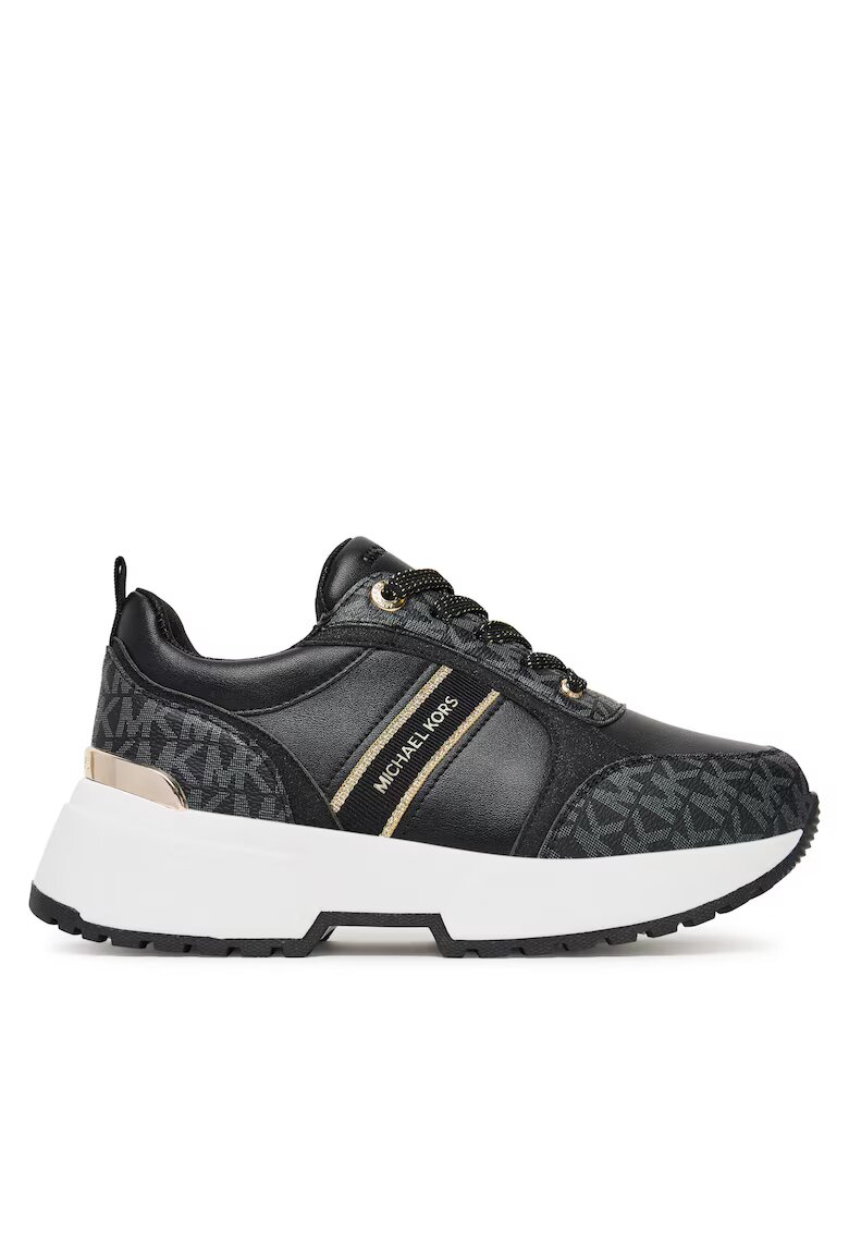 MICHAEL Michael Kors Pantofi sport copii - sneakers fete - negru/aur pal - piele ecologica