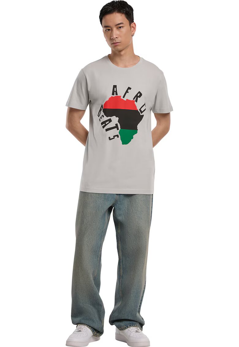 Mister tee Tricou cu decolteu rotund si imprimeu grafic - Gri deschis