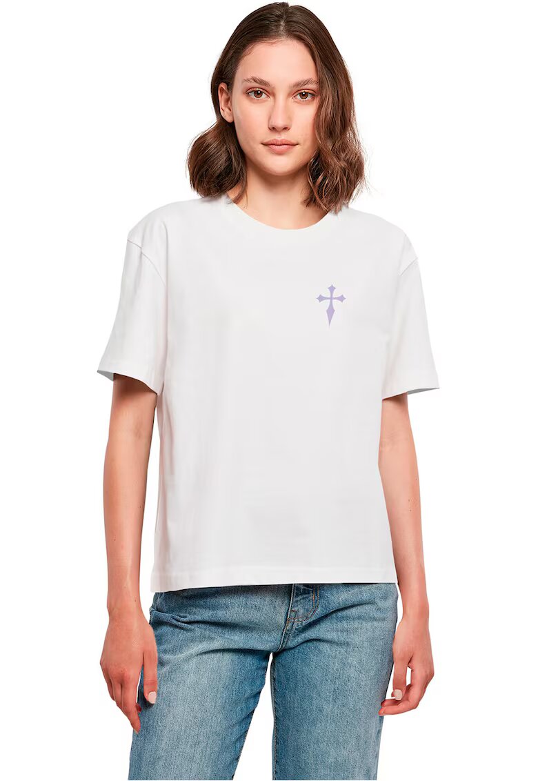 Mister tee Tricou de bumbac cu imprimeu pe spate - Alb/Lila