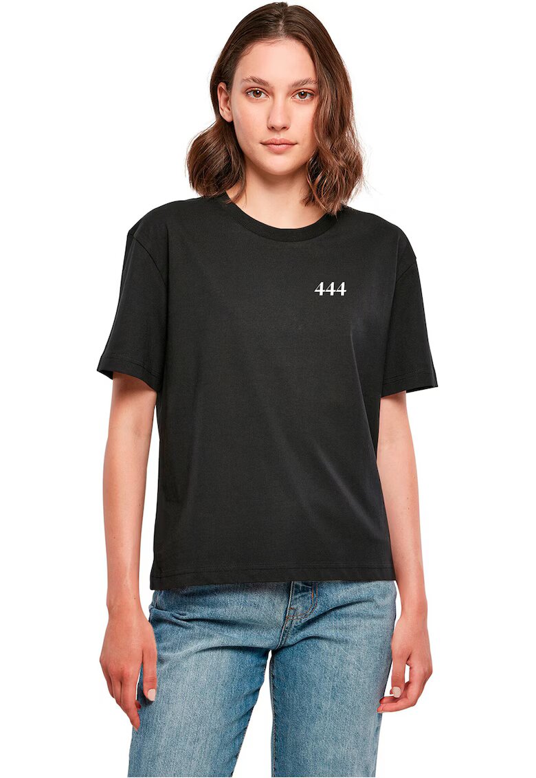 Mister tee Tricou de bumbac cu imprimeu pe spate - Albastru pastel/Negru