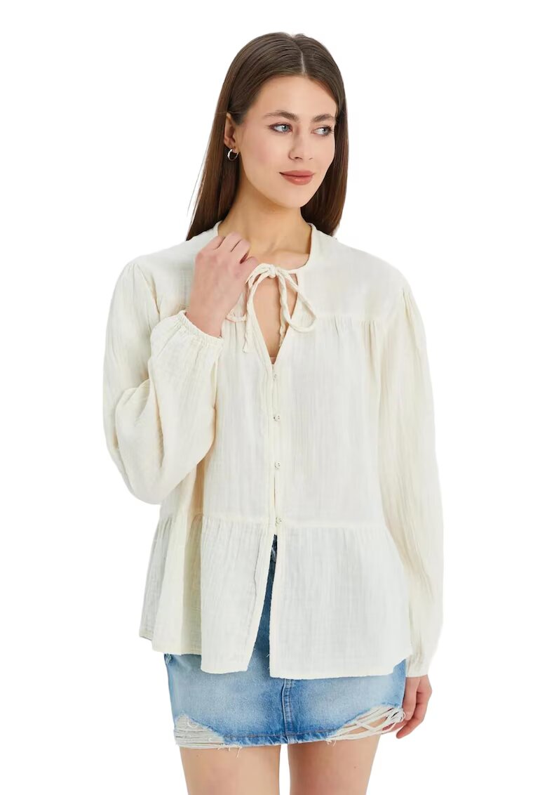 Mixray Camasa dama - bluza cu maneca lunga - croiala relaxata - culoare natural - textil