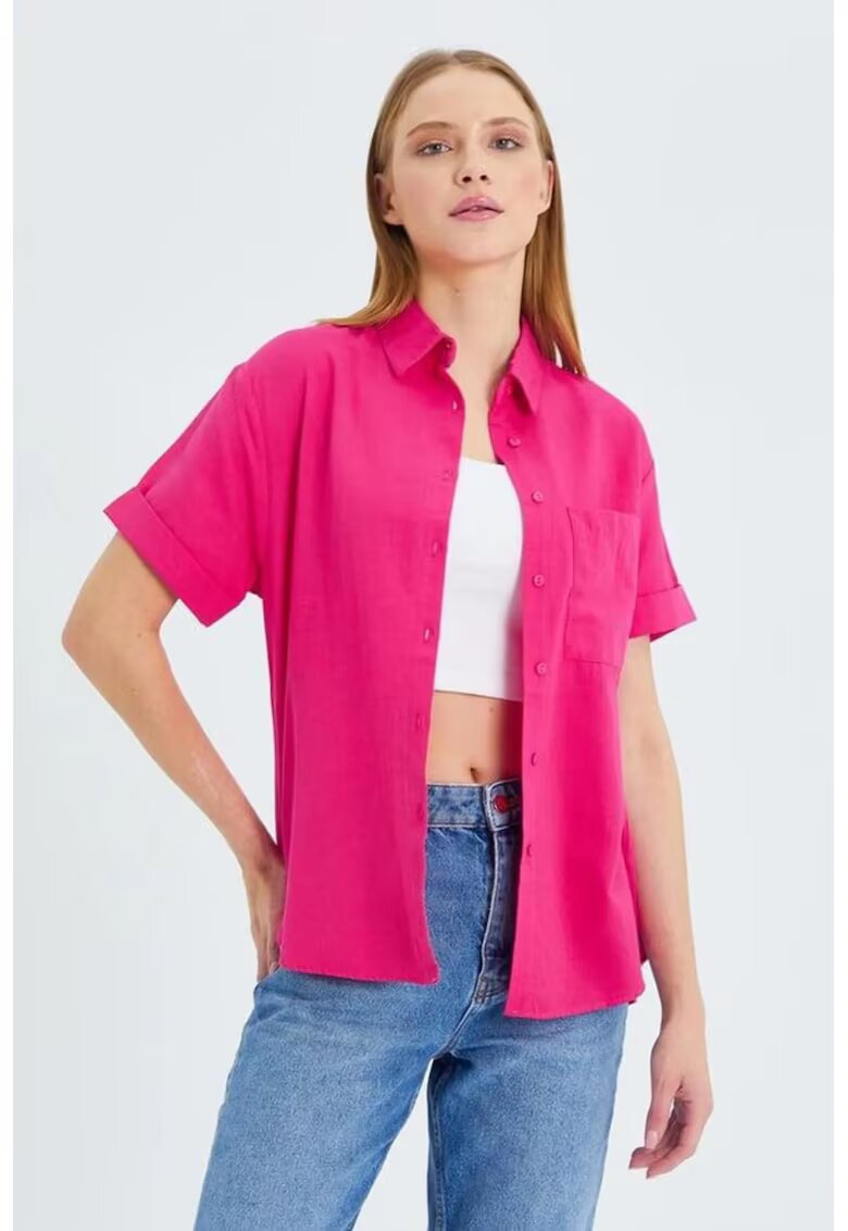Mixray Camasa dama - camasa Slim Fit - roz neon - textil - Roz neon