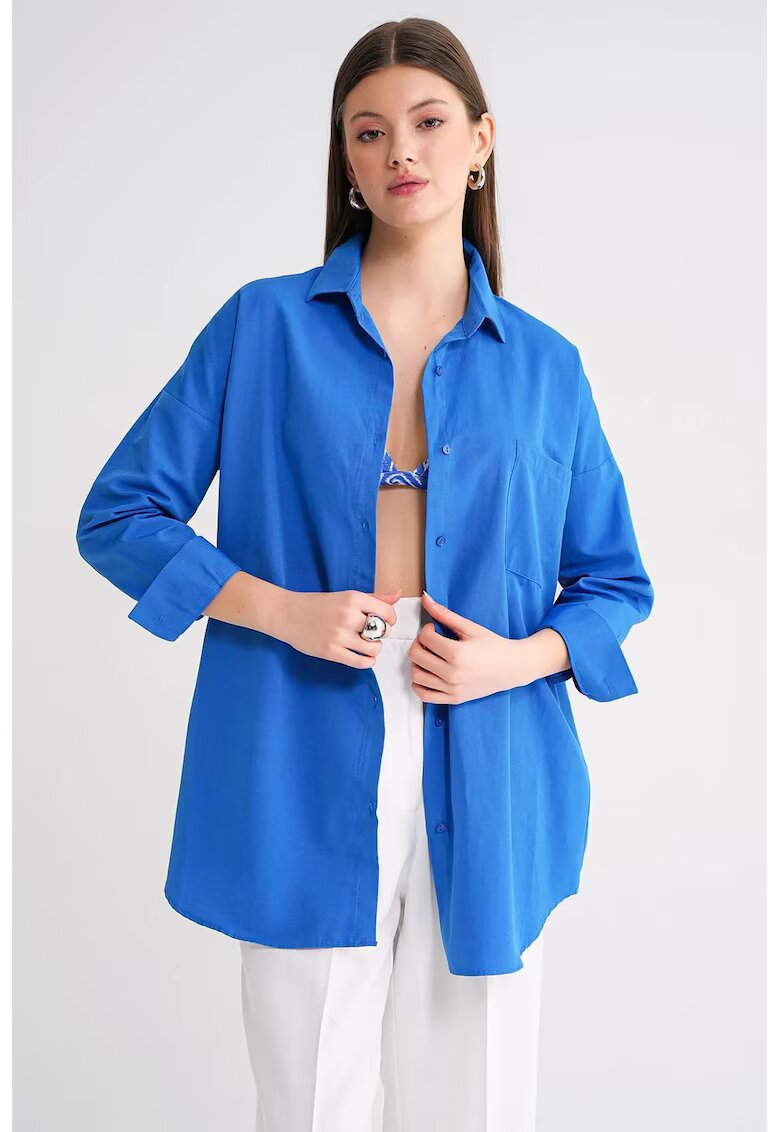 Mixray Camasa dama - cu nasturi - albastru - textil -