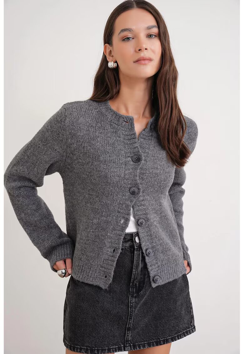 Mixray Cardigan dama - Gri inchis - Tricot - One Size