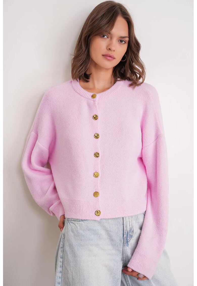 Mixray Cardigan - roz pudrat - tricot - nasturi -
