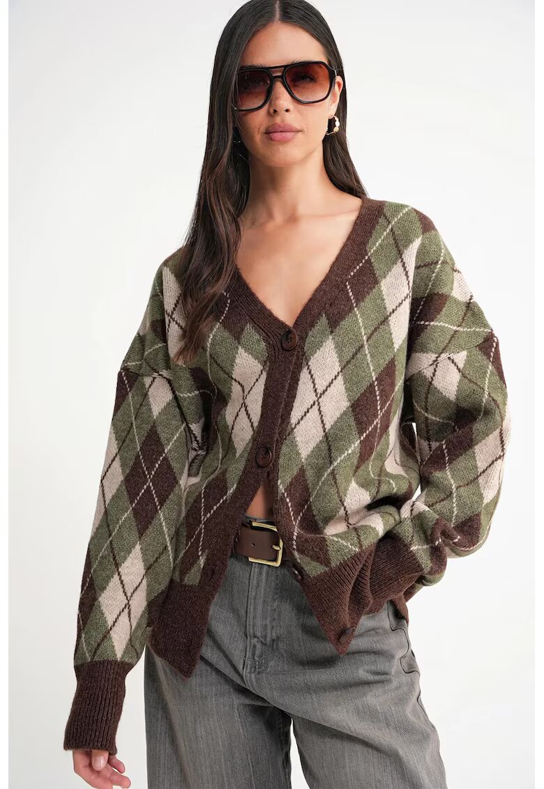 Mixray Cardigan - supradimensionat - kaki - tricot - One Size