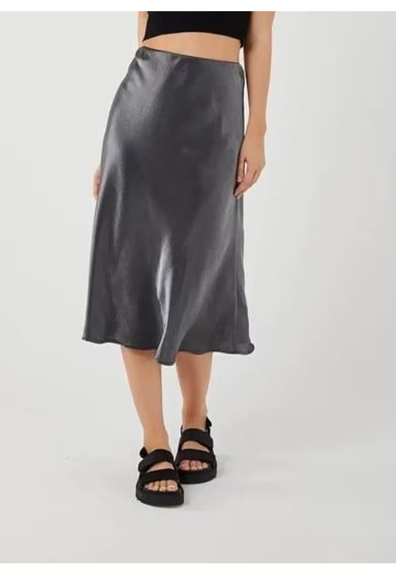 Mixray Fusta Midi - satin - negru - talie elastica -