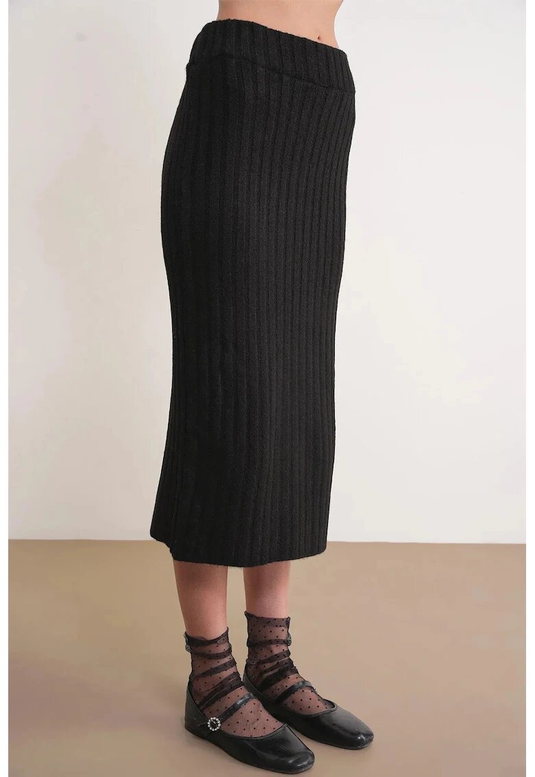 Mixray Fusta tricotata - cu talie inalta - neagra - tricot -