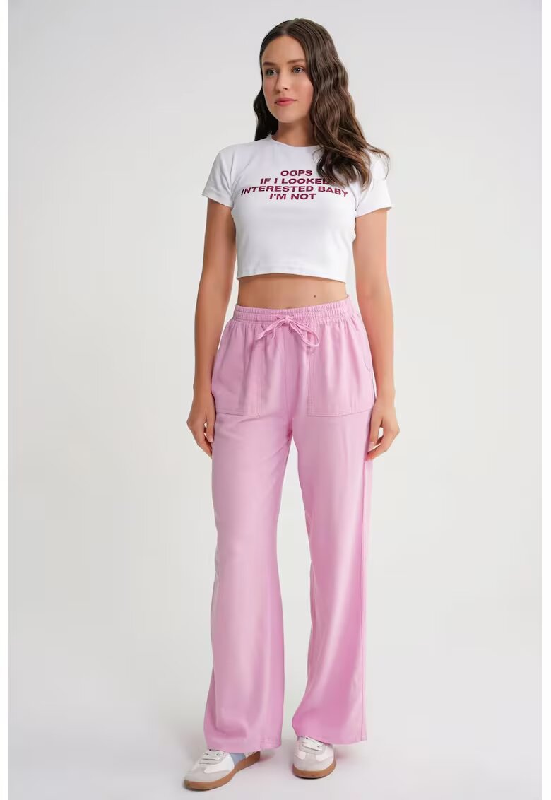 Mixray Pantaloni dama HiCCUP - lungi - talie elastica - roz pudrat - textil