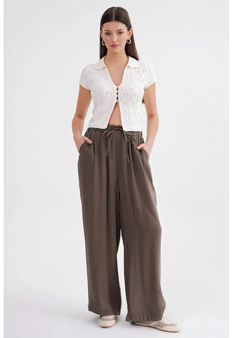 Mixray Pantaloni dama Palazzo plisati - Kaki