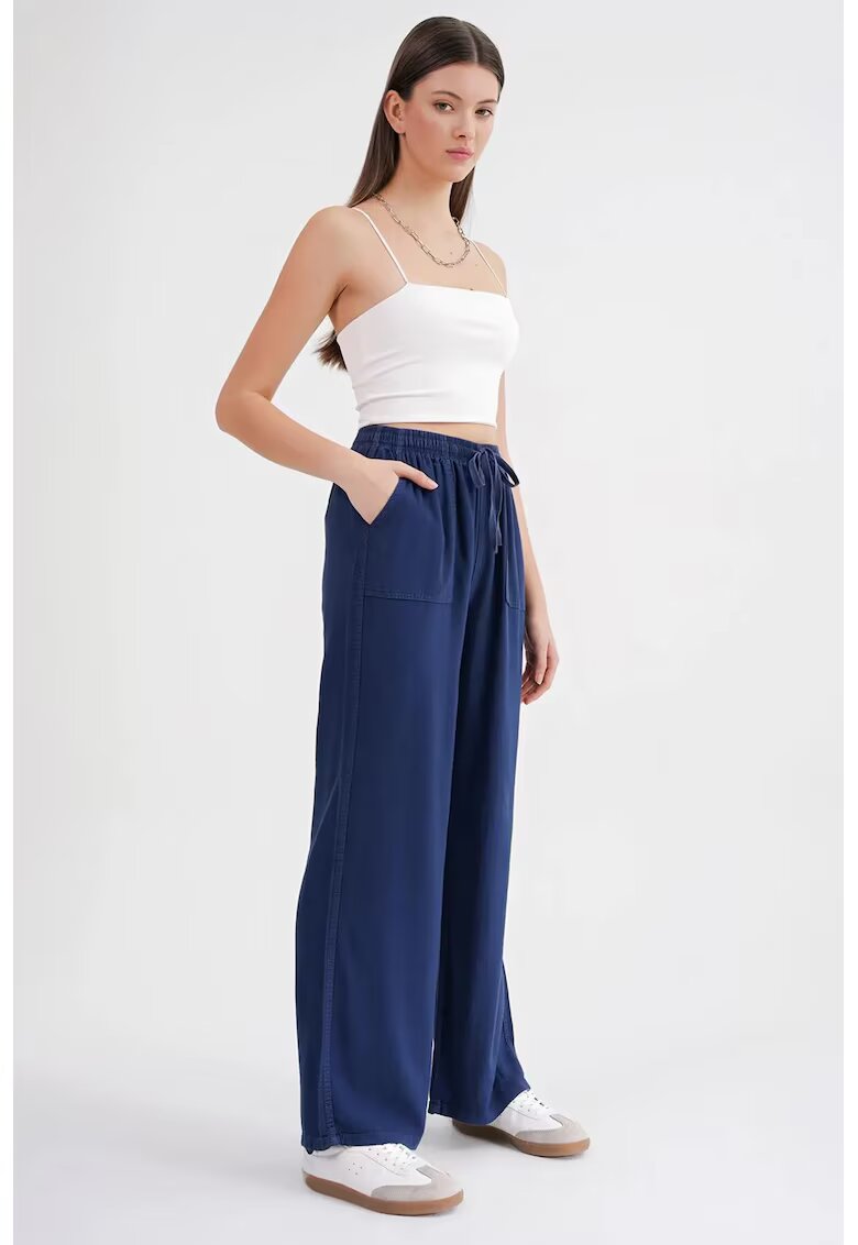 Mixray Pantaloni dama - talie elastica - bleumarin - textil