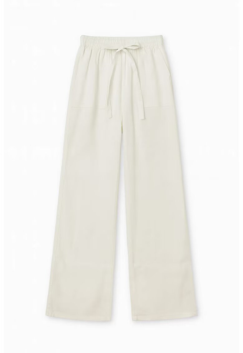 Mixray Pantaloni dama - talie elastica - picior drept - alb - textil