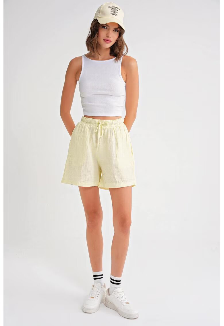 Mixray Pantaloni scurti dama - bumbac texturat - galben chihlimbar