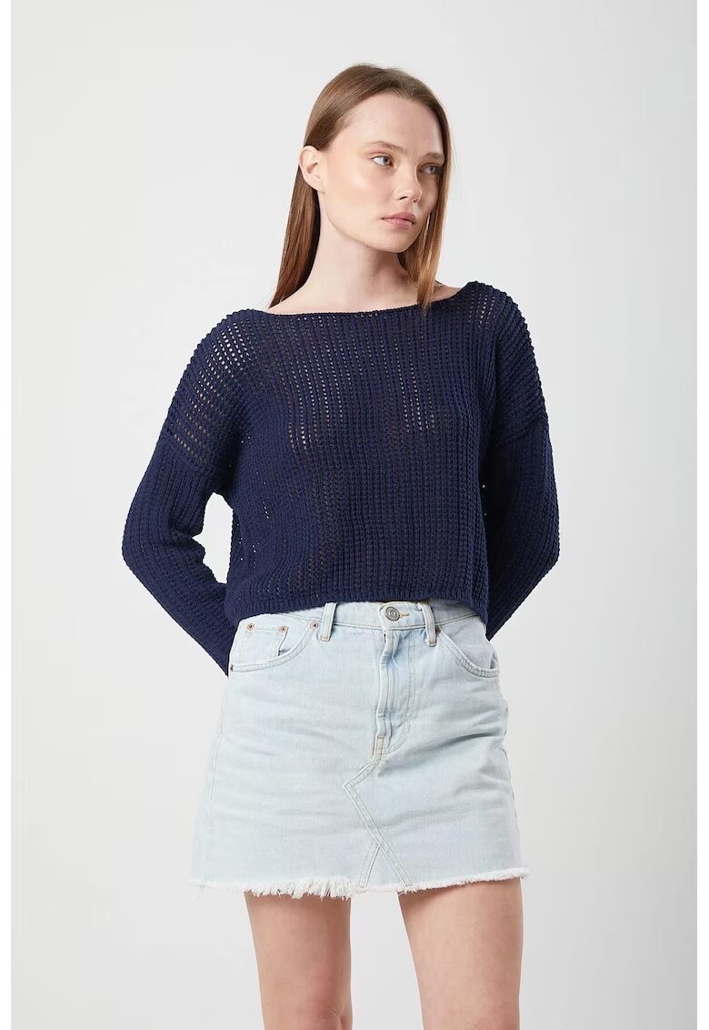 Mixray Pulover dama - crop - tricot - bleumarin - One Size