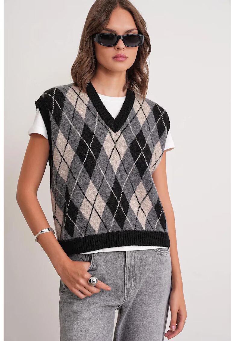 Mixray Pulover dama - Decolteu in V - tricot -