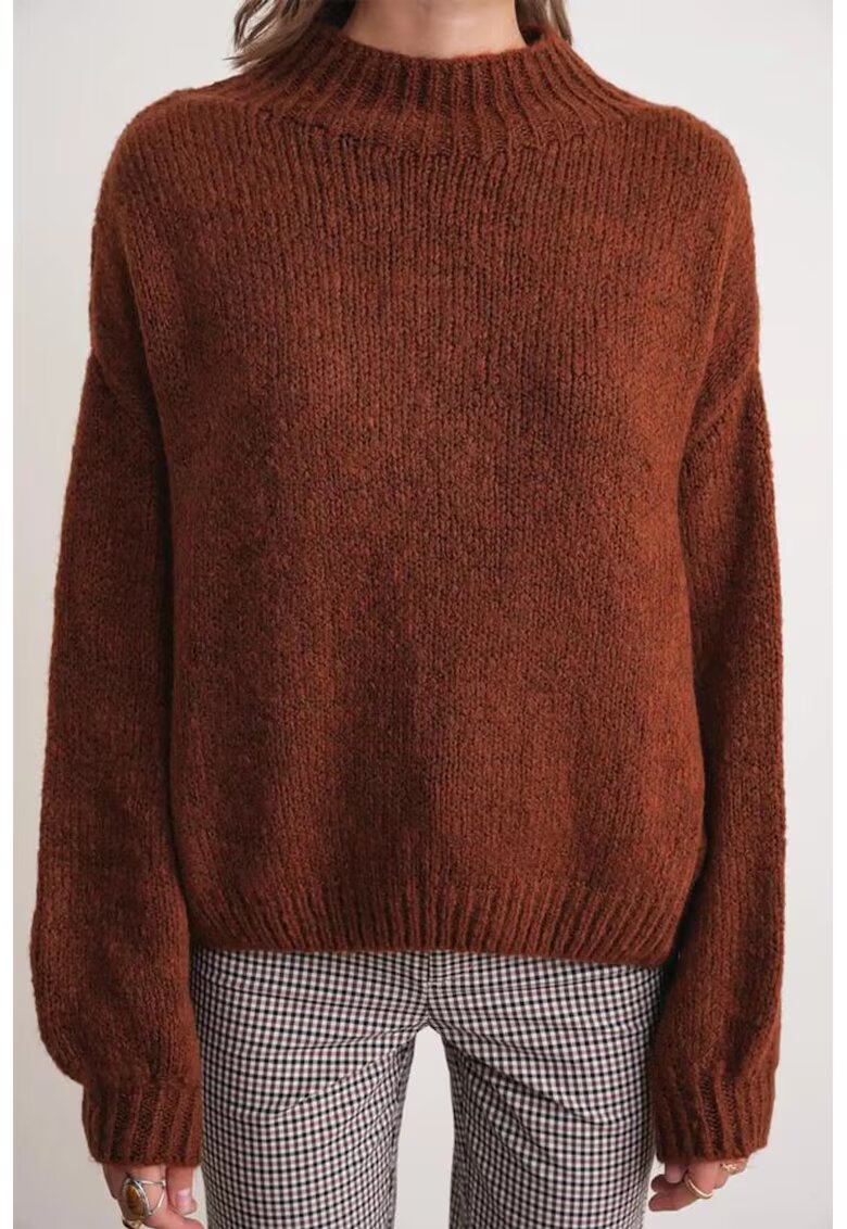 Mixray Pulover dama - Maro castaniu - Tricot -