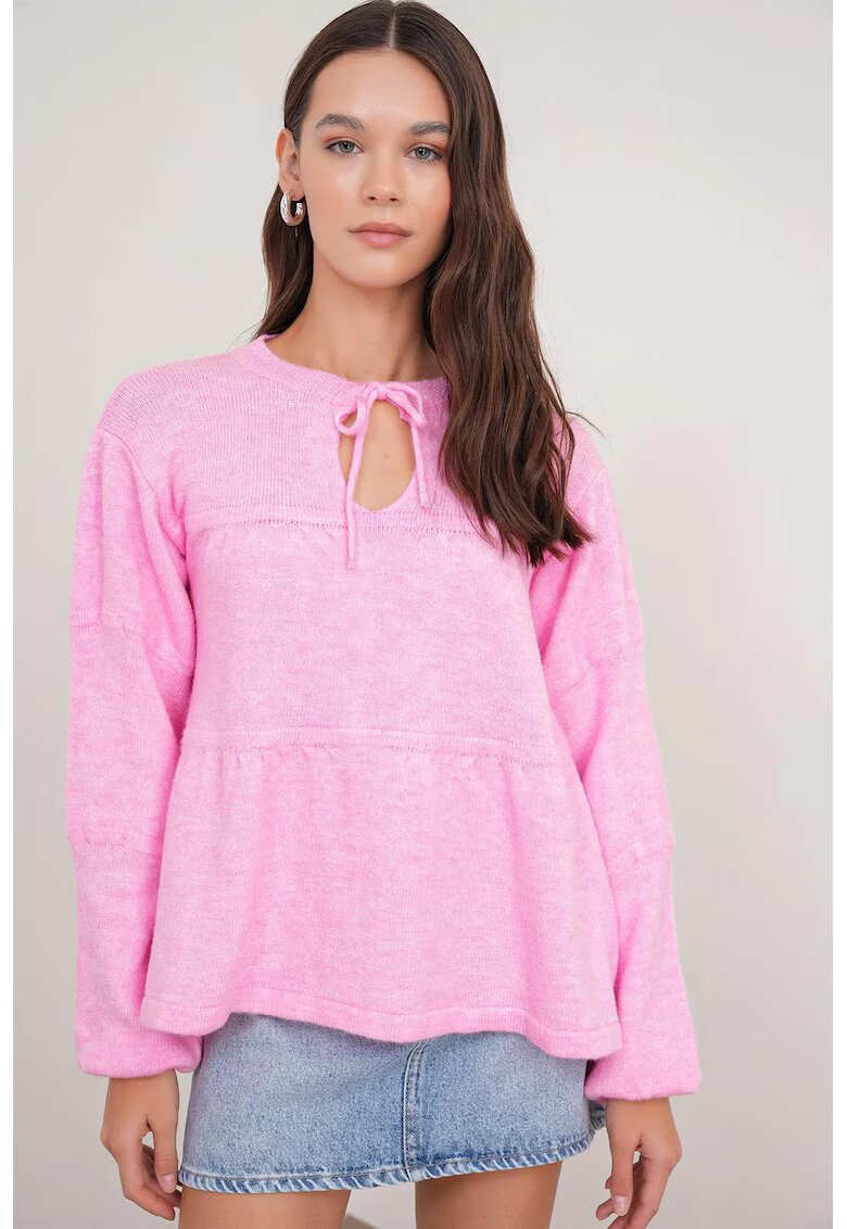 Mixray Pulover dama - pulover lejer tricotat - roz pudrat - One Size