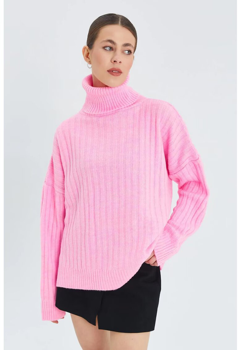 Mixray Pulover dama - supradimensionat - roz pudrat - tricot -