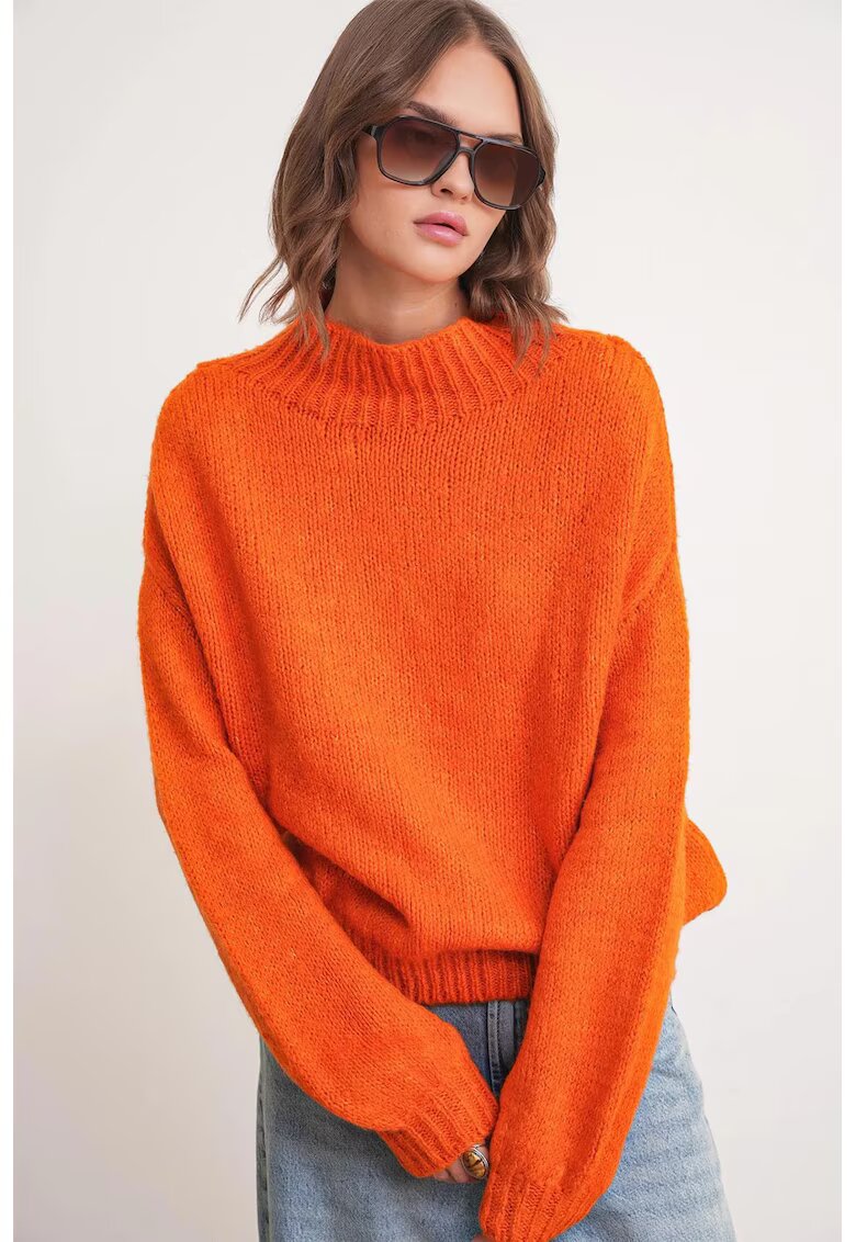 Mixray Pulover gros tricotat - Relaxed Fit - portocaliu stralucitor - tricot -