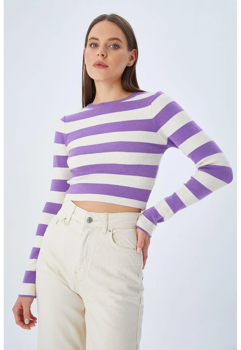 Mixray Pulover tricotat HiCCUP - dungi - mov deschis - tricot -