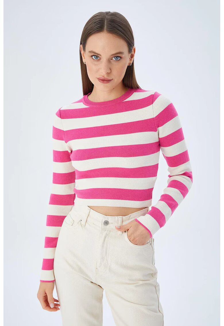Mixray Pulover tricotat HiCCUP - dungi - roz neon - tricot -