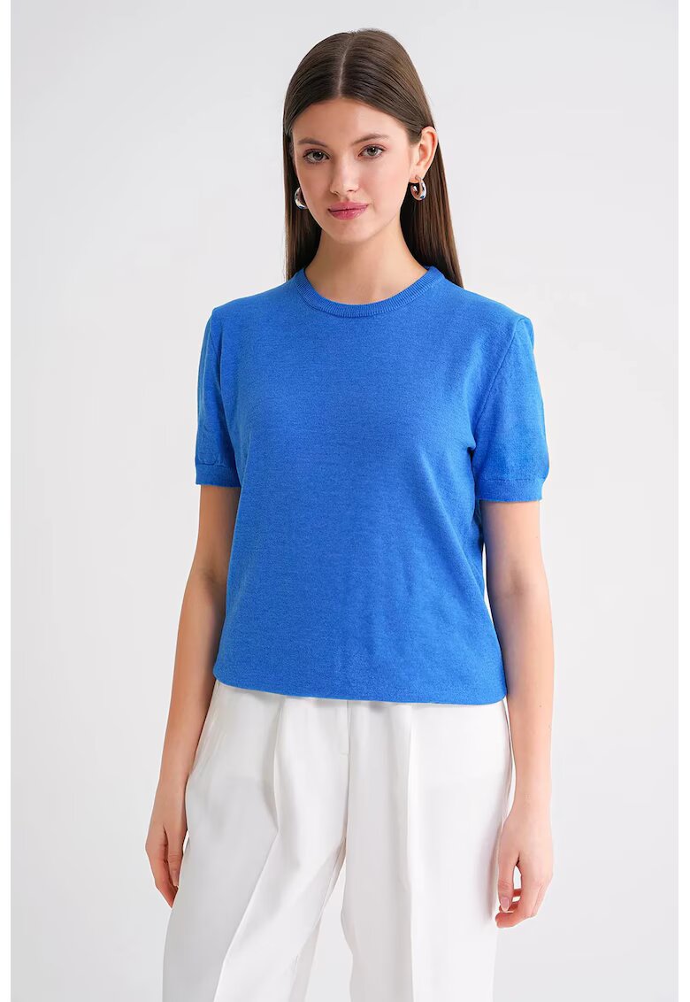 Mixray Pulover tricotat - Maneca scurta - Tricot - Albastru - One Size