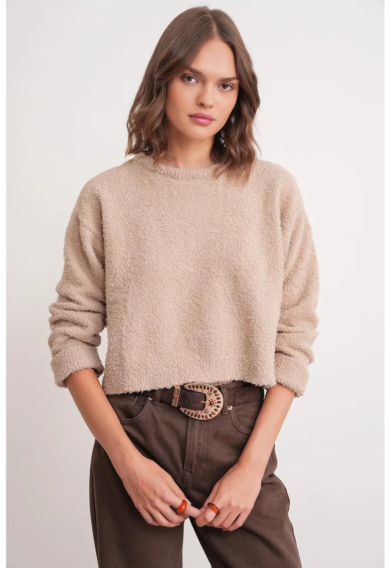 Mixray Pulover tricotat scurt - bej natural - tricot -