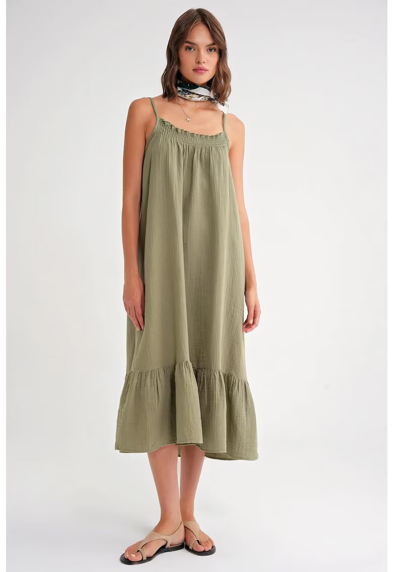 Mixray Rochie Midi HiCCUP - cu volane - verde salvie - textil