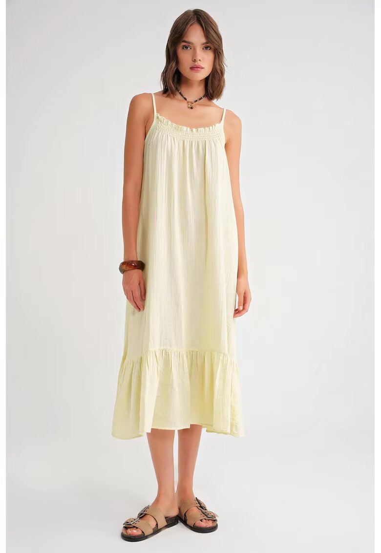 Mixray Rochie Midi HiCCUP - Galben - Textil - cu Detaliu Volane