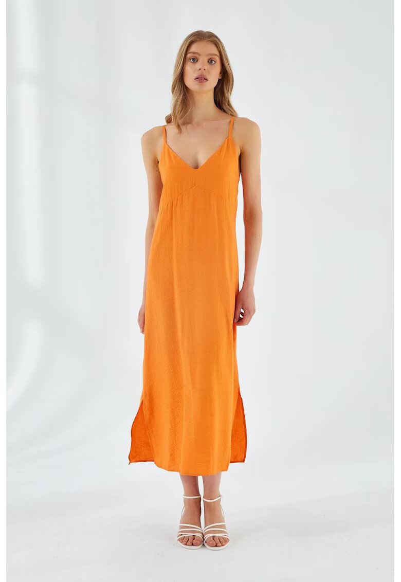 Mixray Rochie Midi - Portocalie - Textil