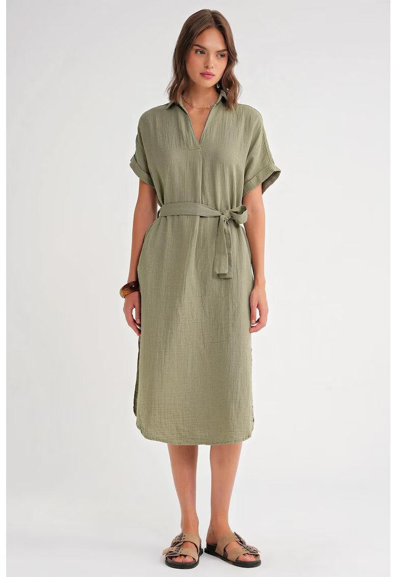 Mixray Rochie midi verde - cu maneca scurta - textil