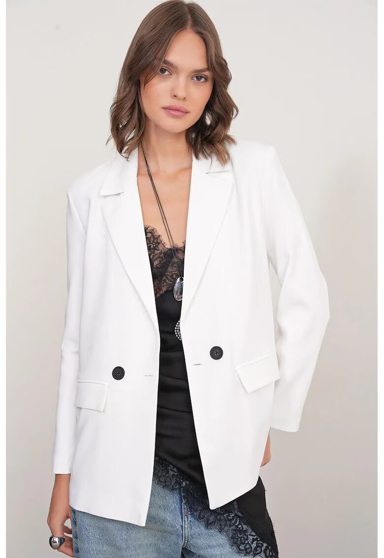 Mixray Sacou dama - cu maneca lunga - ivory - textil