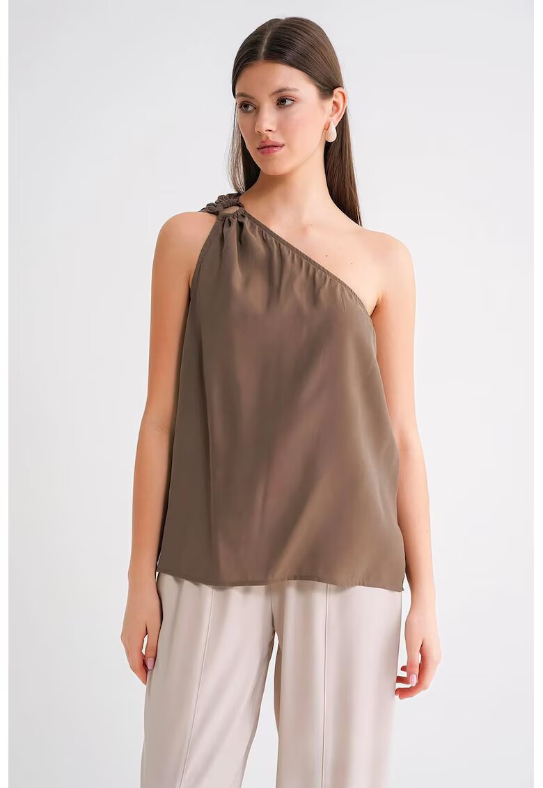 Mixray Top dama - guler asimetric - maro mocca - textil
