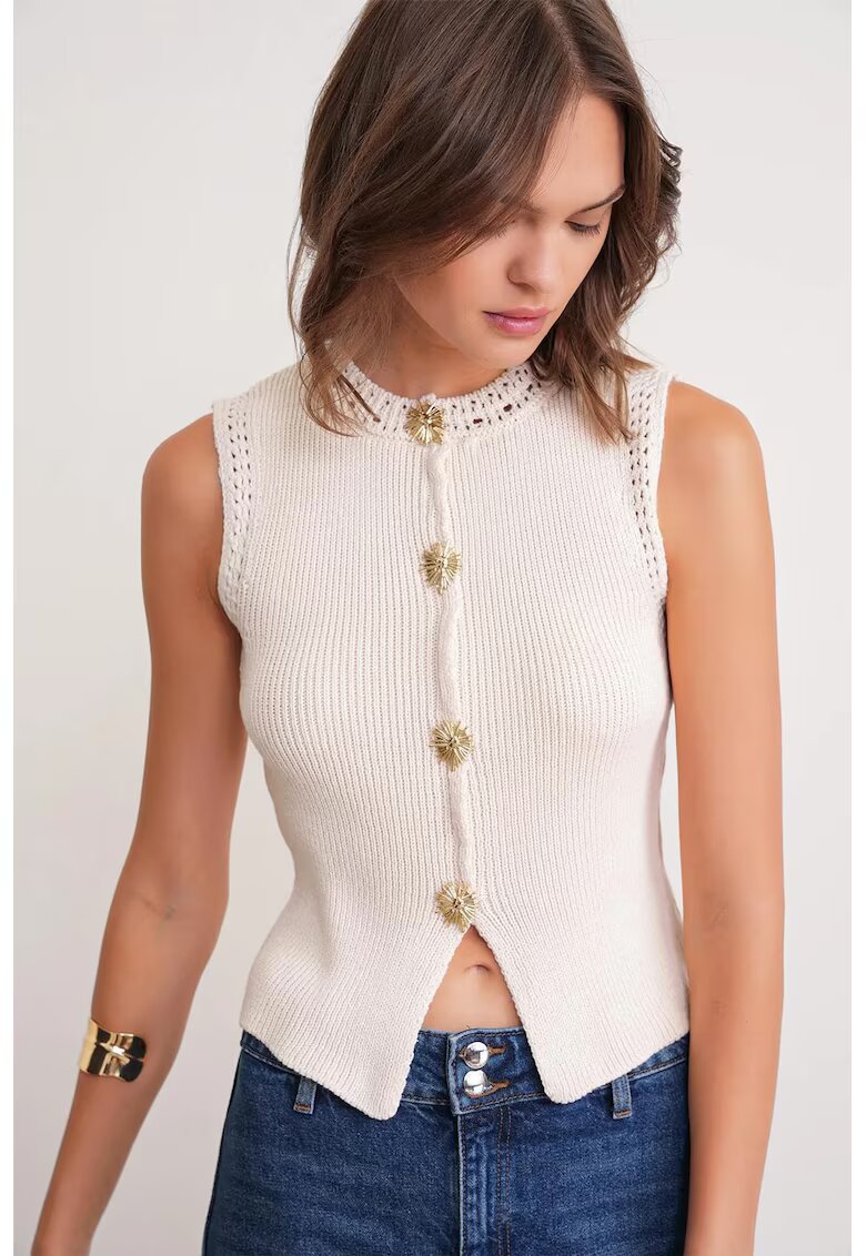 Mixray Vesta - Tricot - Crem - Detalii nasturi -
