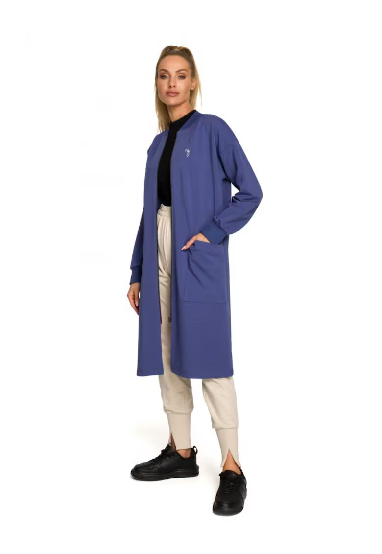 MOE Blazer de dama Cu fermoar - Bumbac - Elastan - Albastru - Albastru