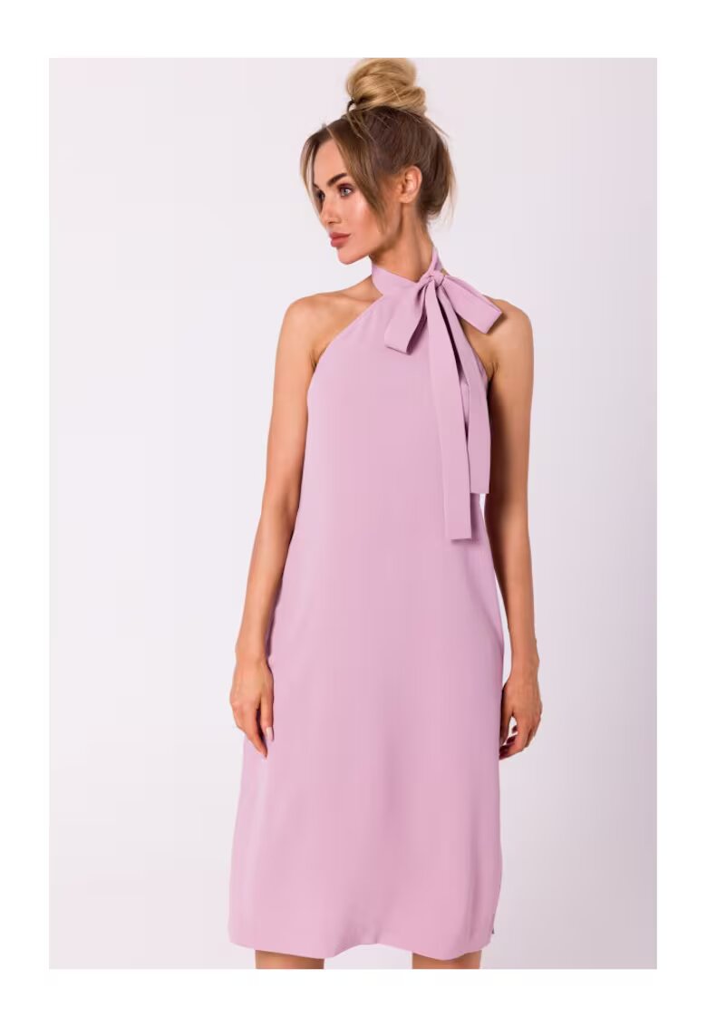 MOE Made of Emotion Rochie midi pentru femei Gwenhwynna M736 neagră - Roz