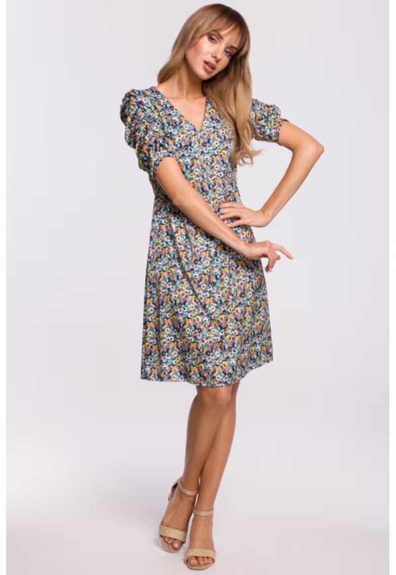 MOE Rochie cu maneci bufante - - Multicolor