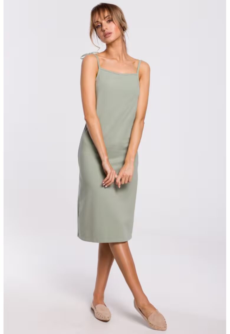 MOE Rochie midi cu bretele subtiri - - Verde fistic