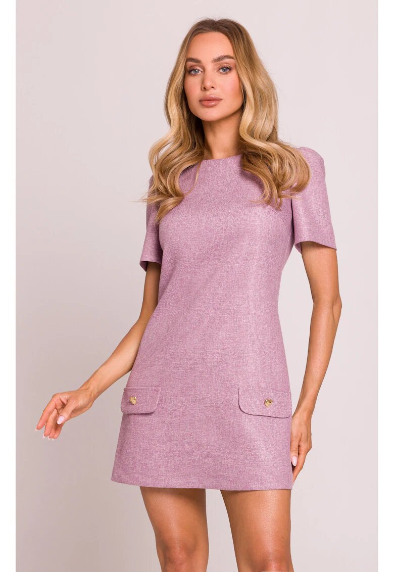 MOE Rochie mini in forma de trapez - - Roz