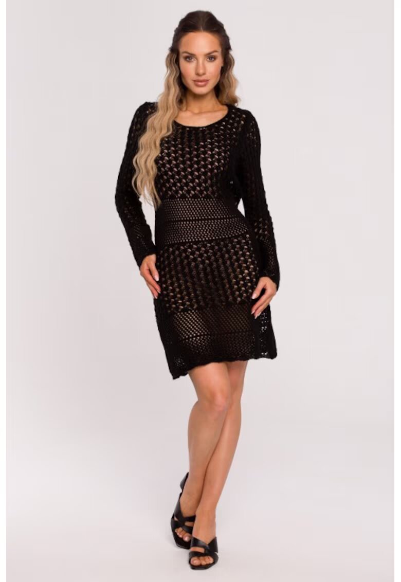 MOE Rochie tricotata cu model ajurat - - Negru