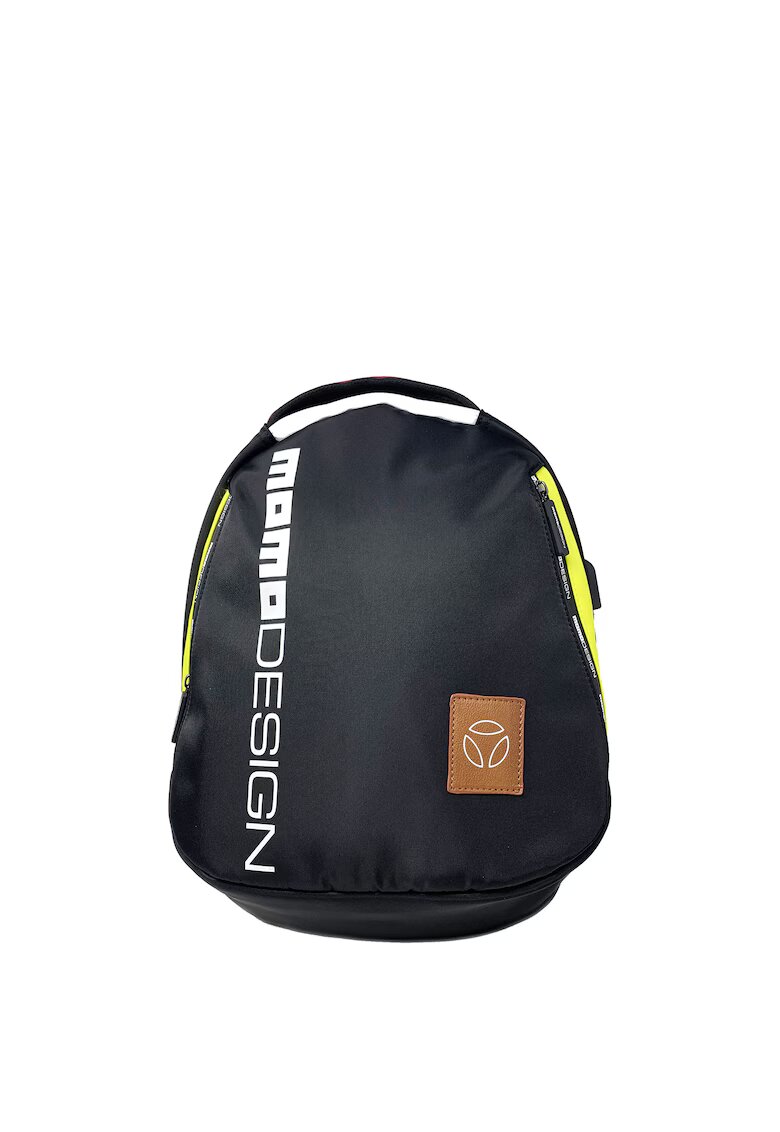 Momo Design Rucsac cu fermoar si segment de plasa pe partea din spate - Negru/Coniac