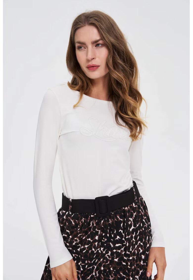 MOODO Bluza Alba cu Paiete - Alb